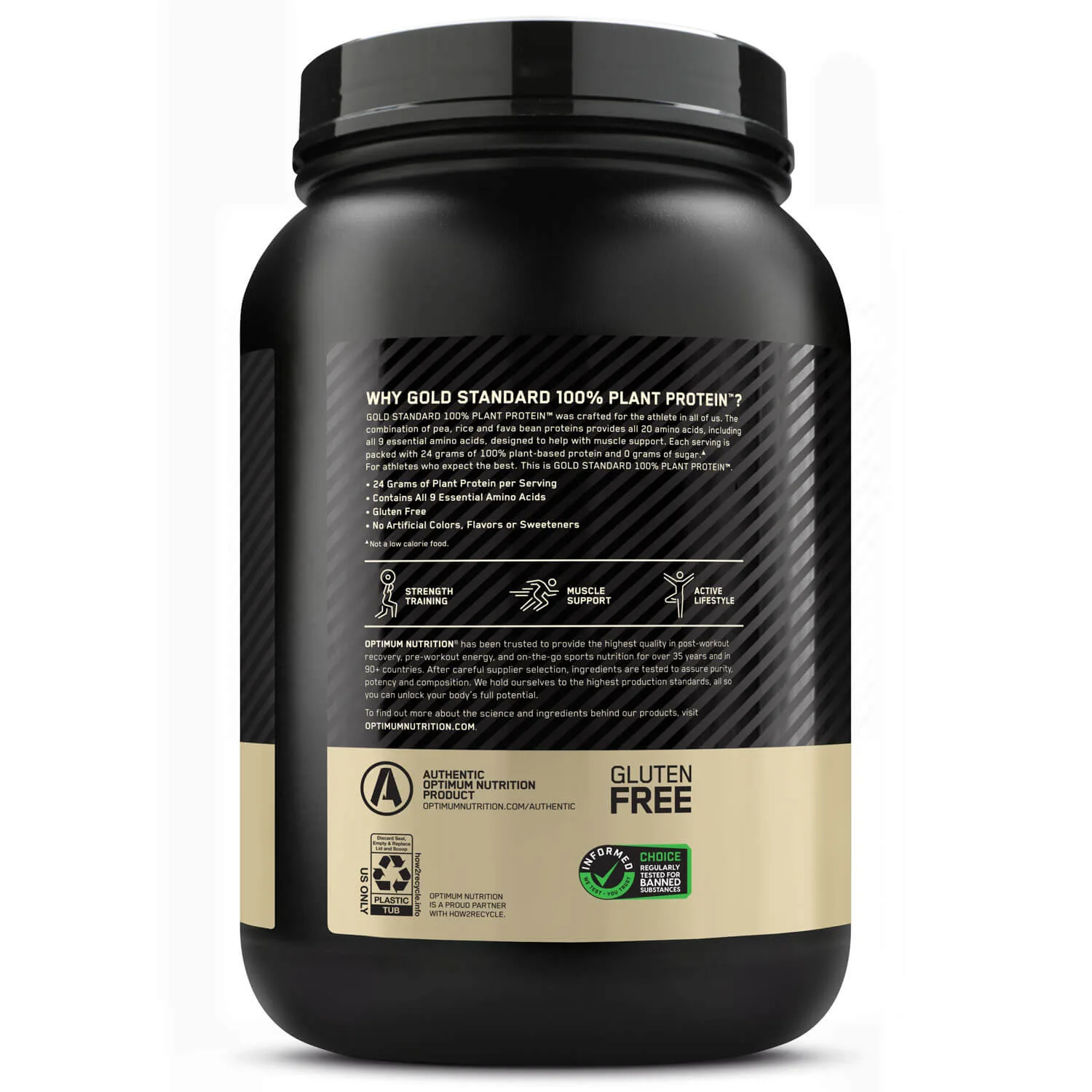 100 plant protein gold standard 740g optimum nutrition baunilha infos