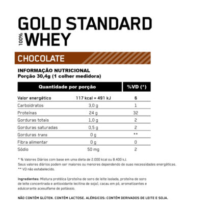 100 whey gold standard tabela nutricional chocolate optimum nutrition