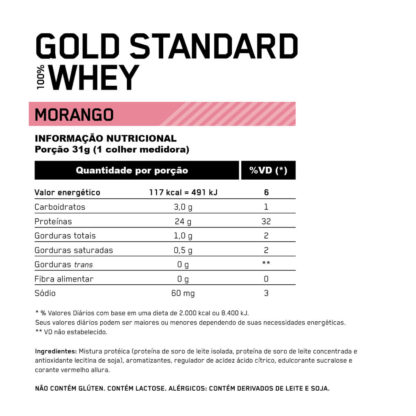 100 whey gold standard tabela nutricional morango optimum nutrition