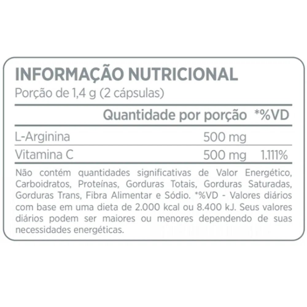 arginina vitamina c 90 caps tabela nutricional atlhetica nutrition