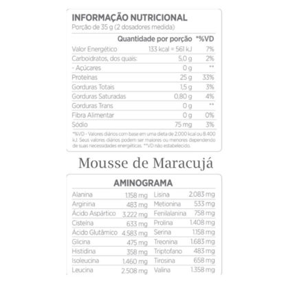 Best Whey (900g) Mousse Maracujá Tabela Nutricional Atlhetica Nutrition