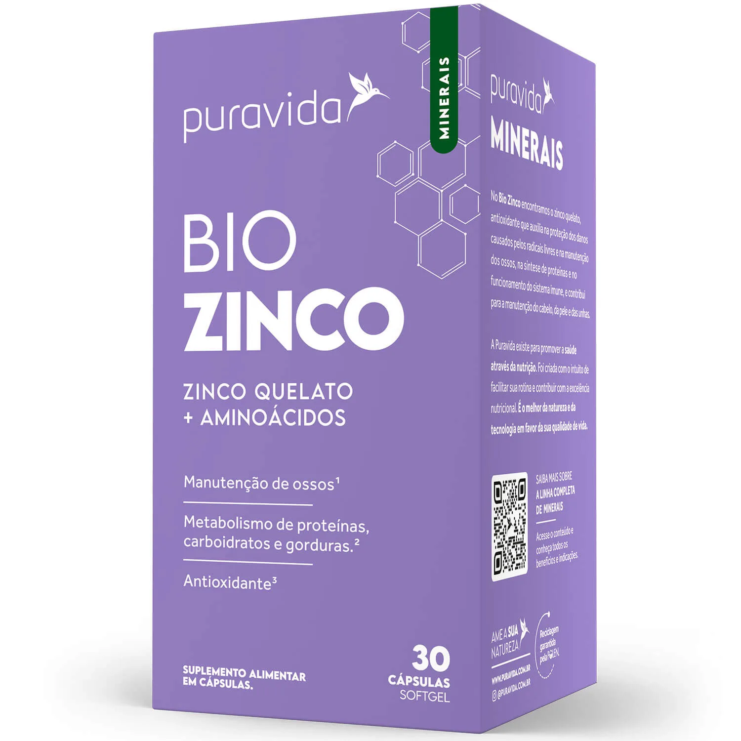 bio zinco quelato 30 caps puravida direita