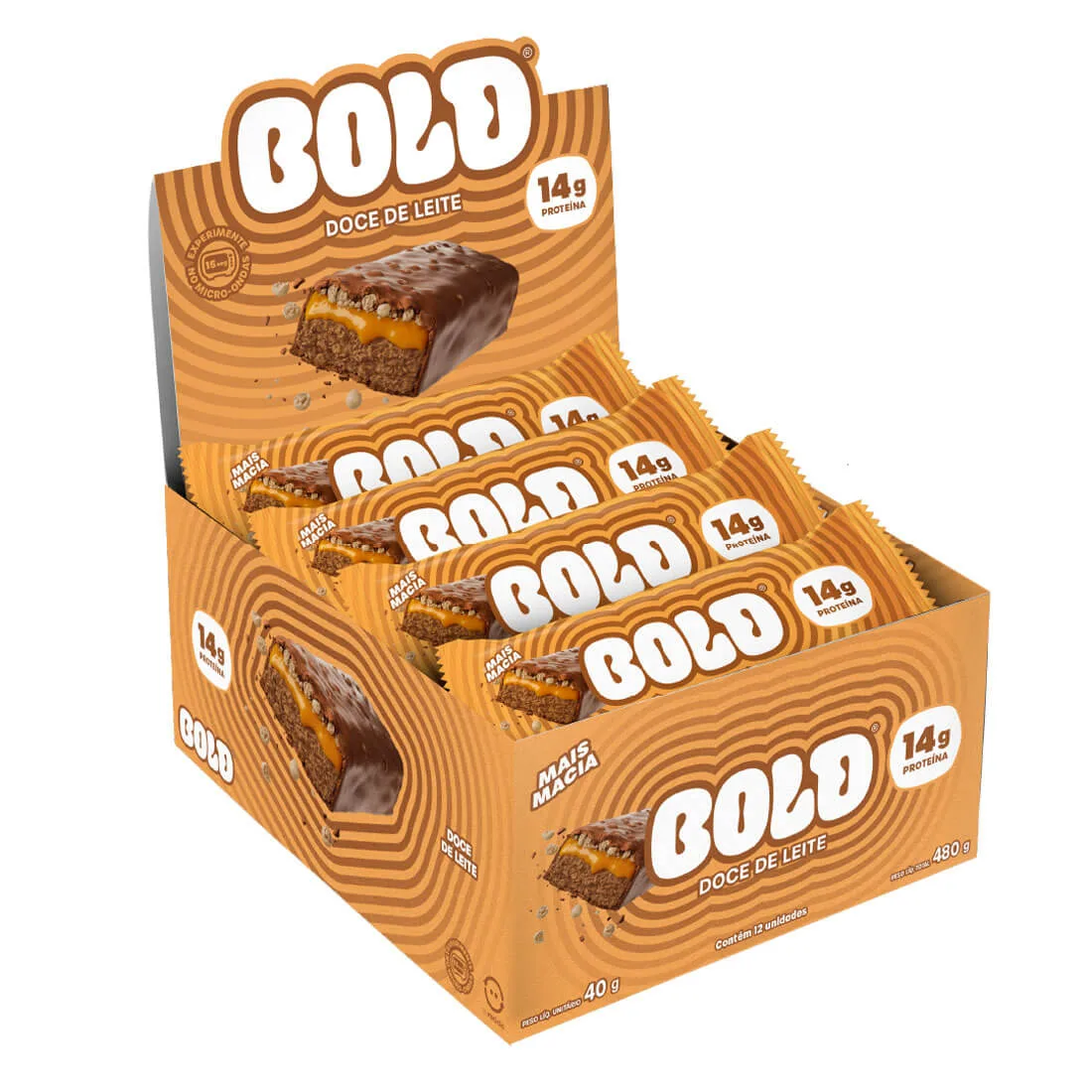 bold bar 12 barras de 40g bold snacks doce de leite