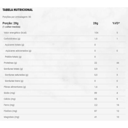Cacao Whey (840g) Essential Nutrition Tabela