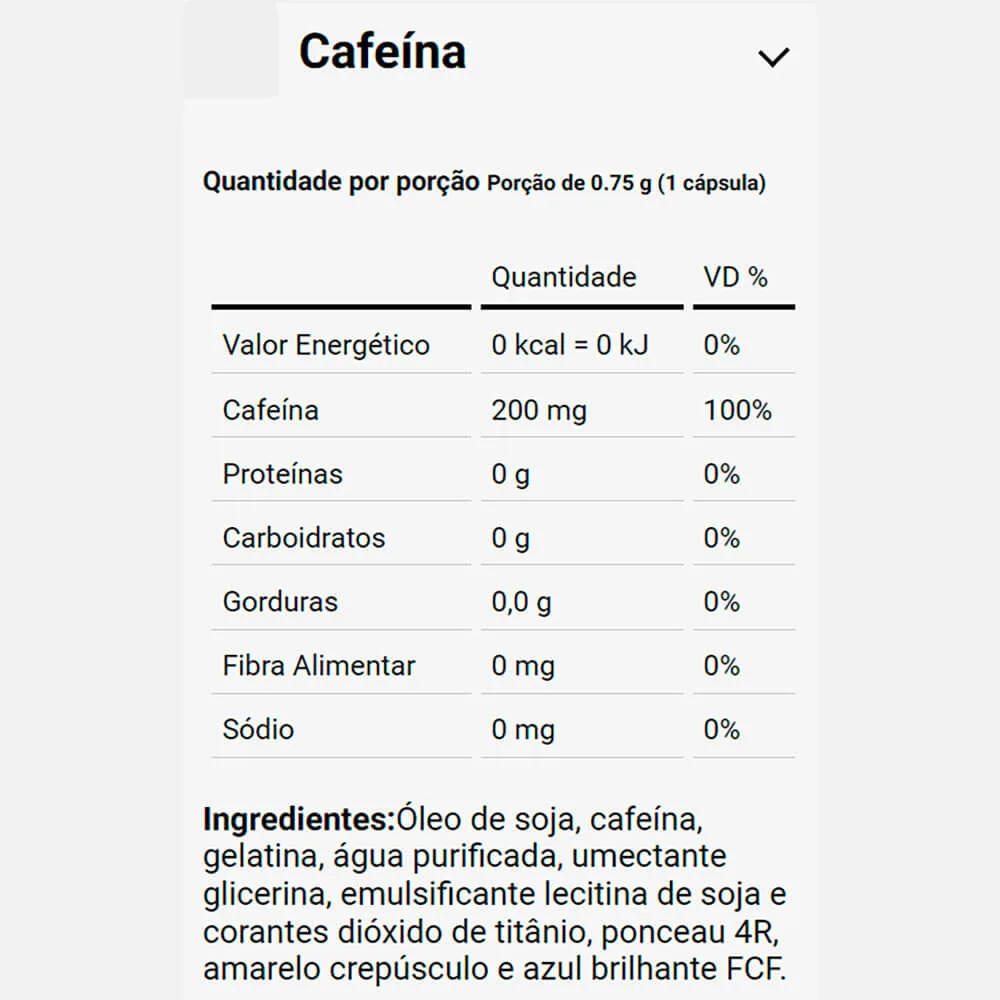cafeina 30 caps dux nutrition lab tabela