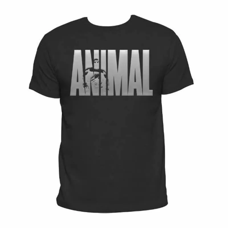 camiseta animal preto e prata universal nutrition