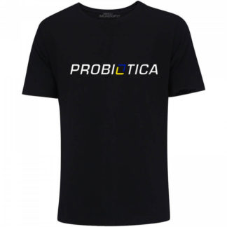 camiseta preta poliester probiotica
