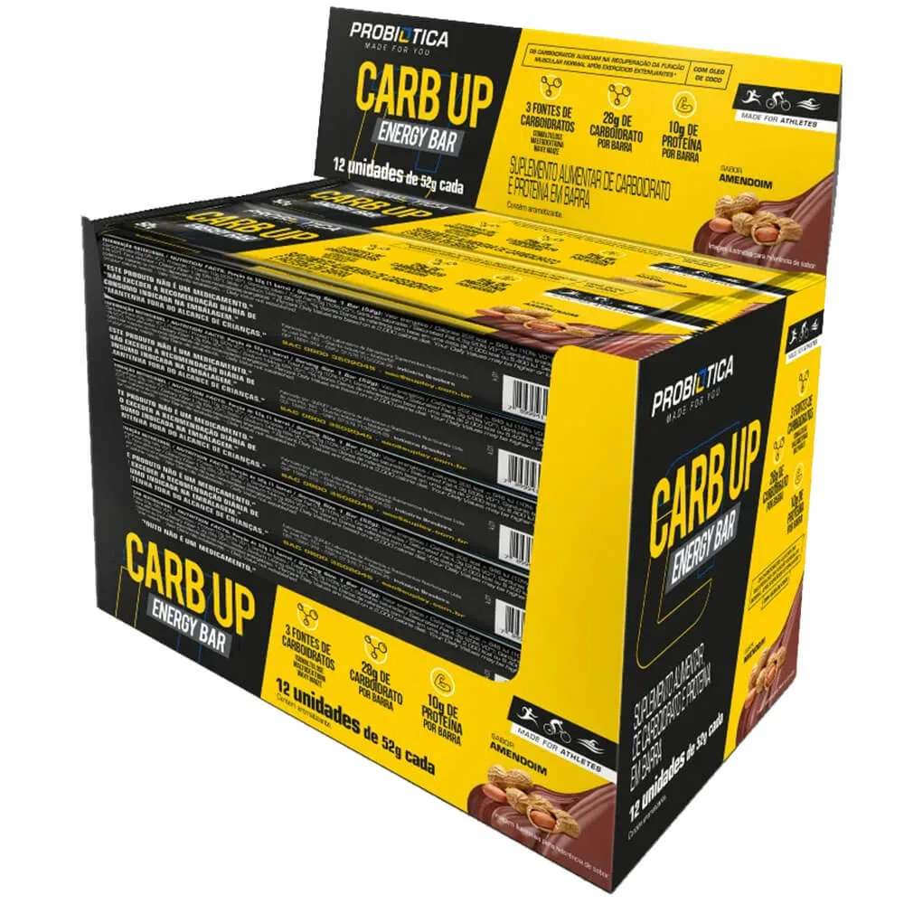 carb up energy bar 12 barras de 52g amendoim probiotica