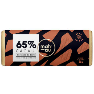 Chocolate 65% Cacau (Barra de 30g) Castanha Baru Mahau