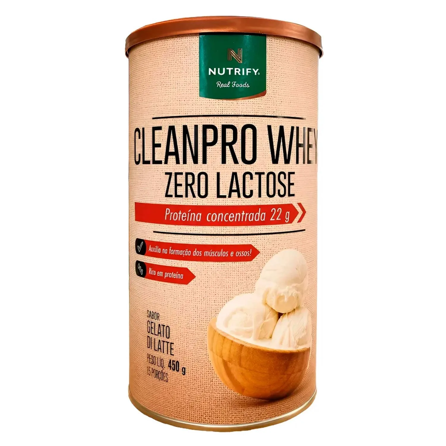 cleanpro whey zero lactose 450g gelato di latte nutrify