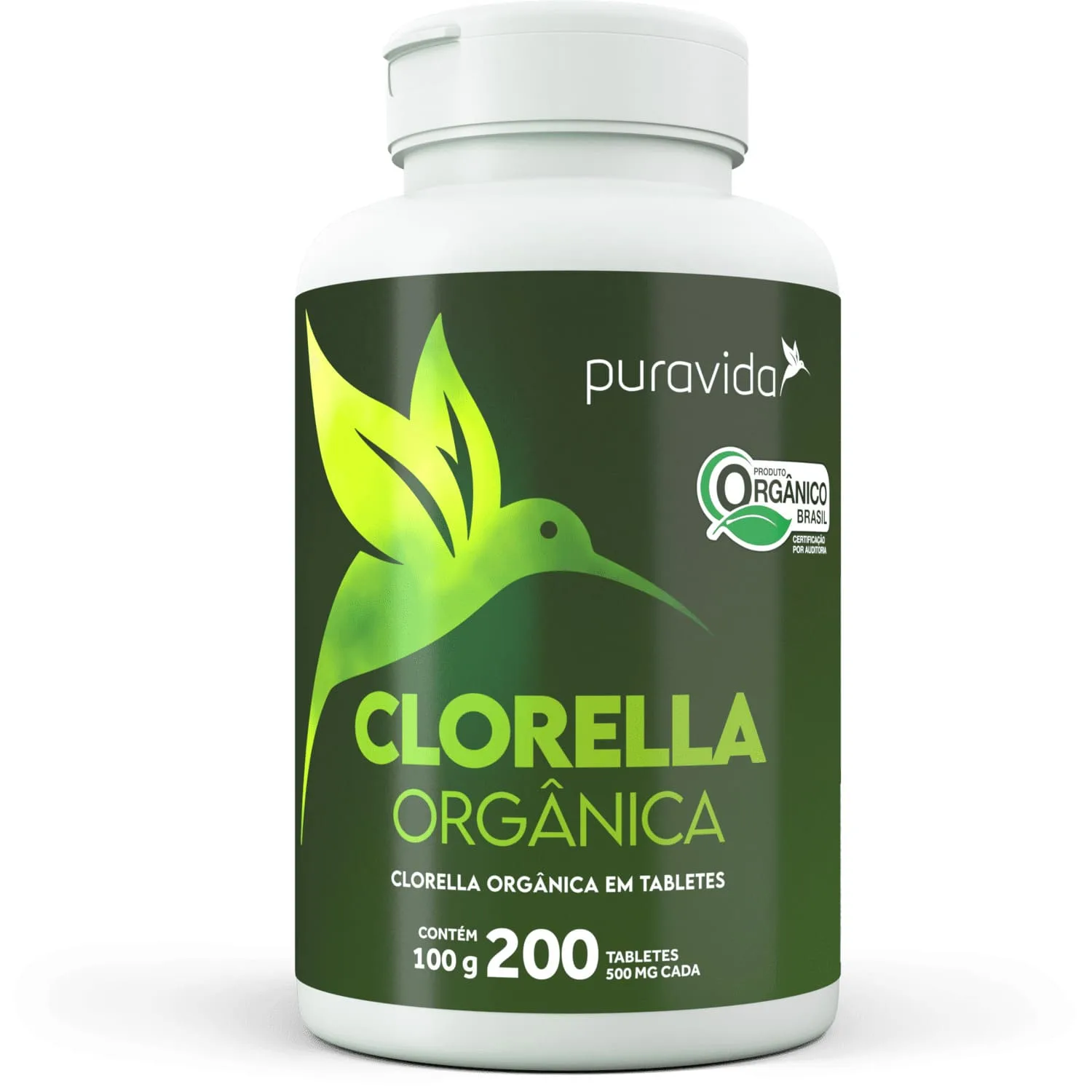 clorella organica 500mg 200 tabs puravida produto