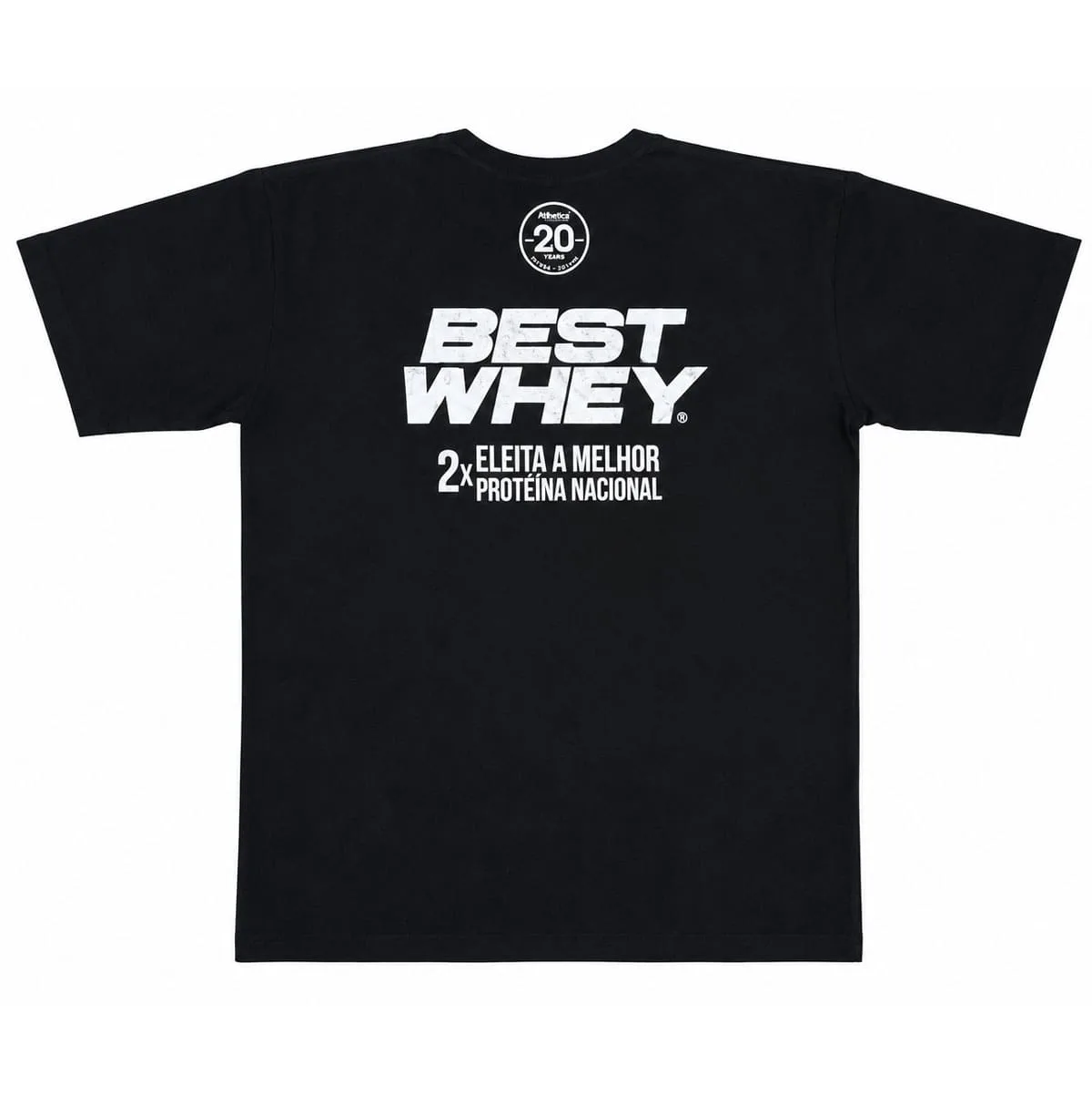 costas camiseta best whey 20 anos atlhetica nutrition