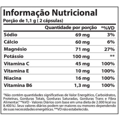 Tabela Nutricional Cramp Block (60 caps) Atlhetica Nutrition