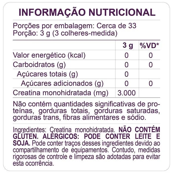 creatina 100 pura 100g sanavita tabela nutricional