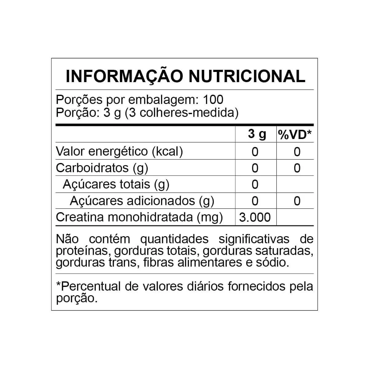 creatina 100 pura 300g sanavita tabela nutricional