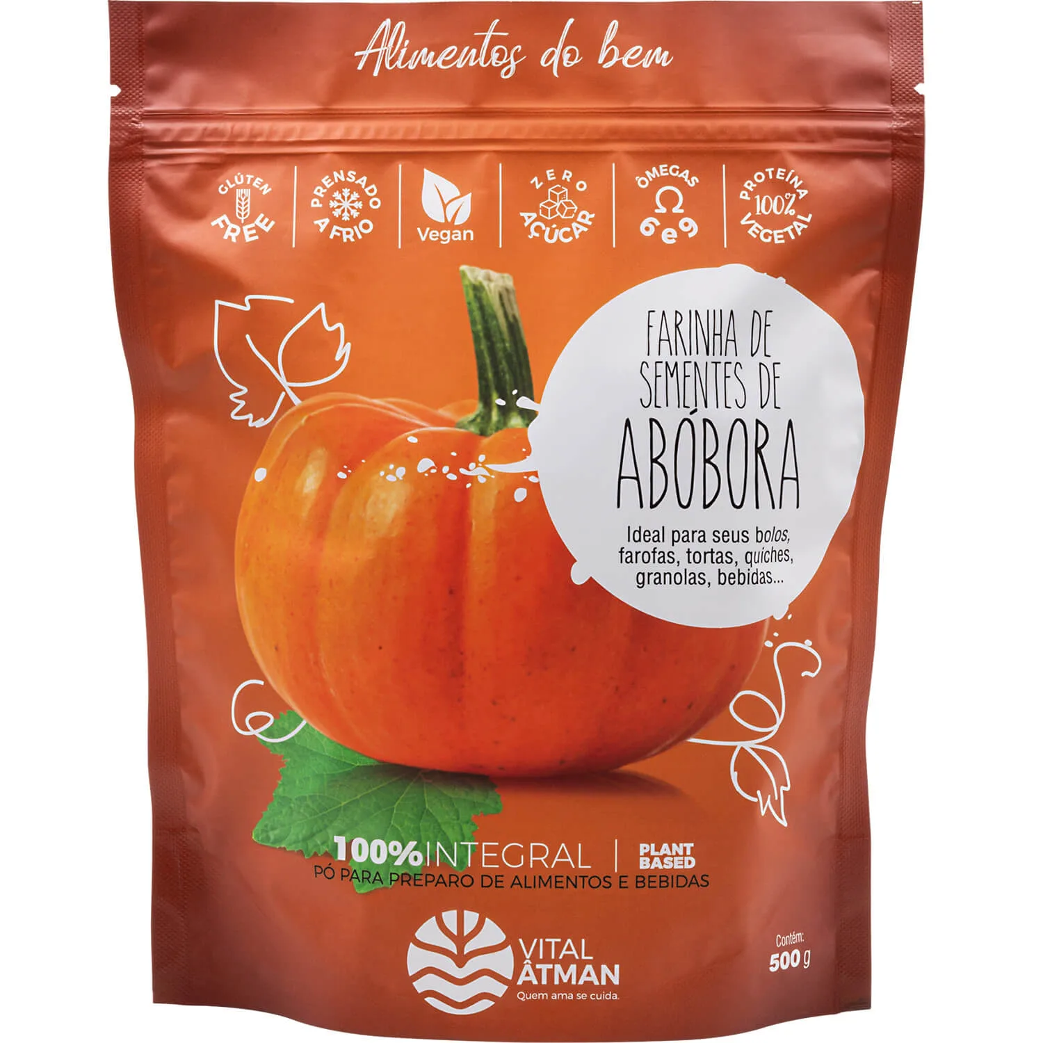 farinha de semente de abobora 500g vital atman