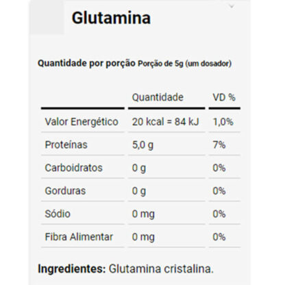 glutamina 300g tabela dux nutrition lab