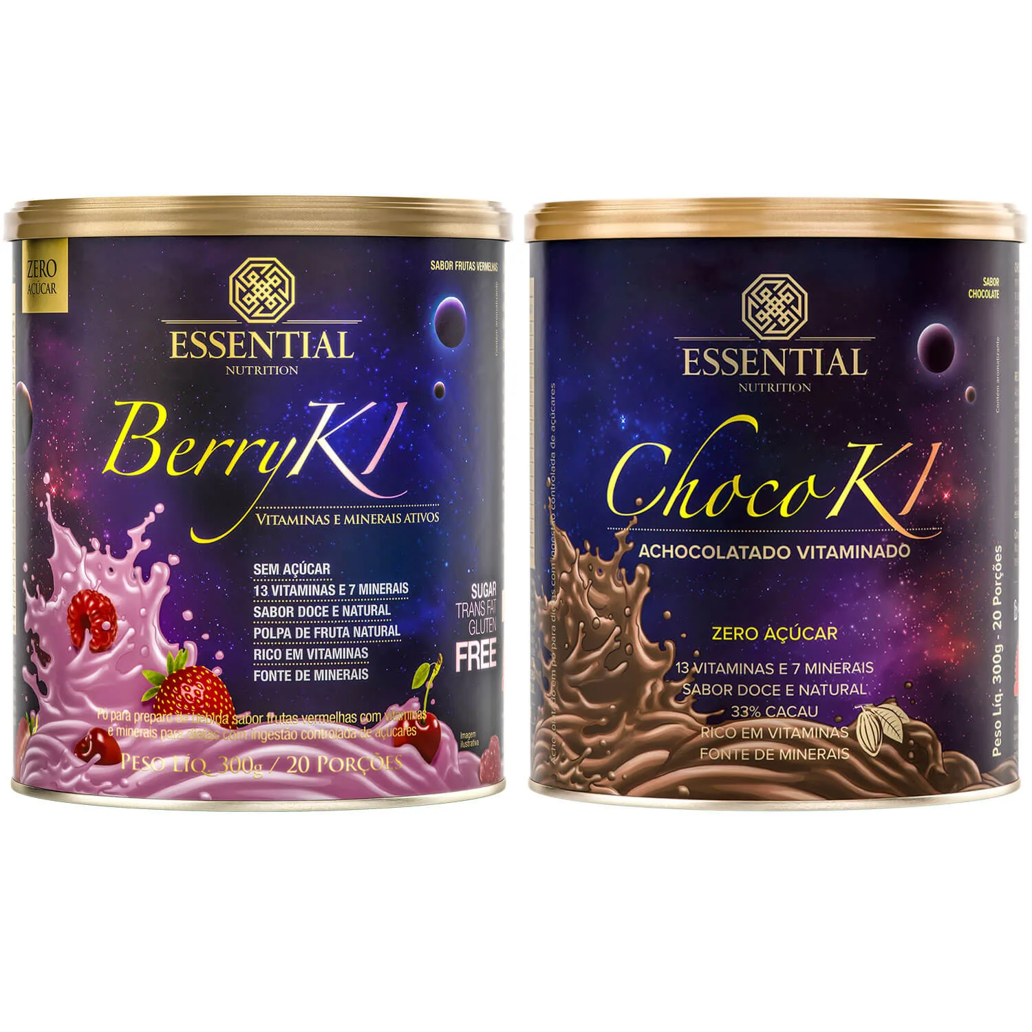 kit chocoki berryki 2 potes de 300g novo essential nutrition