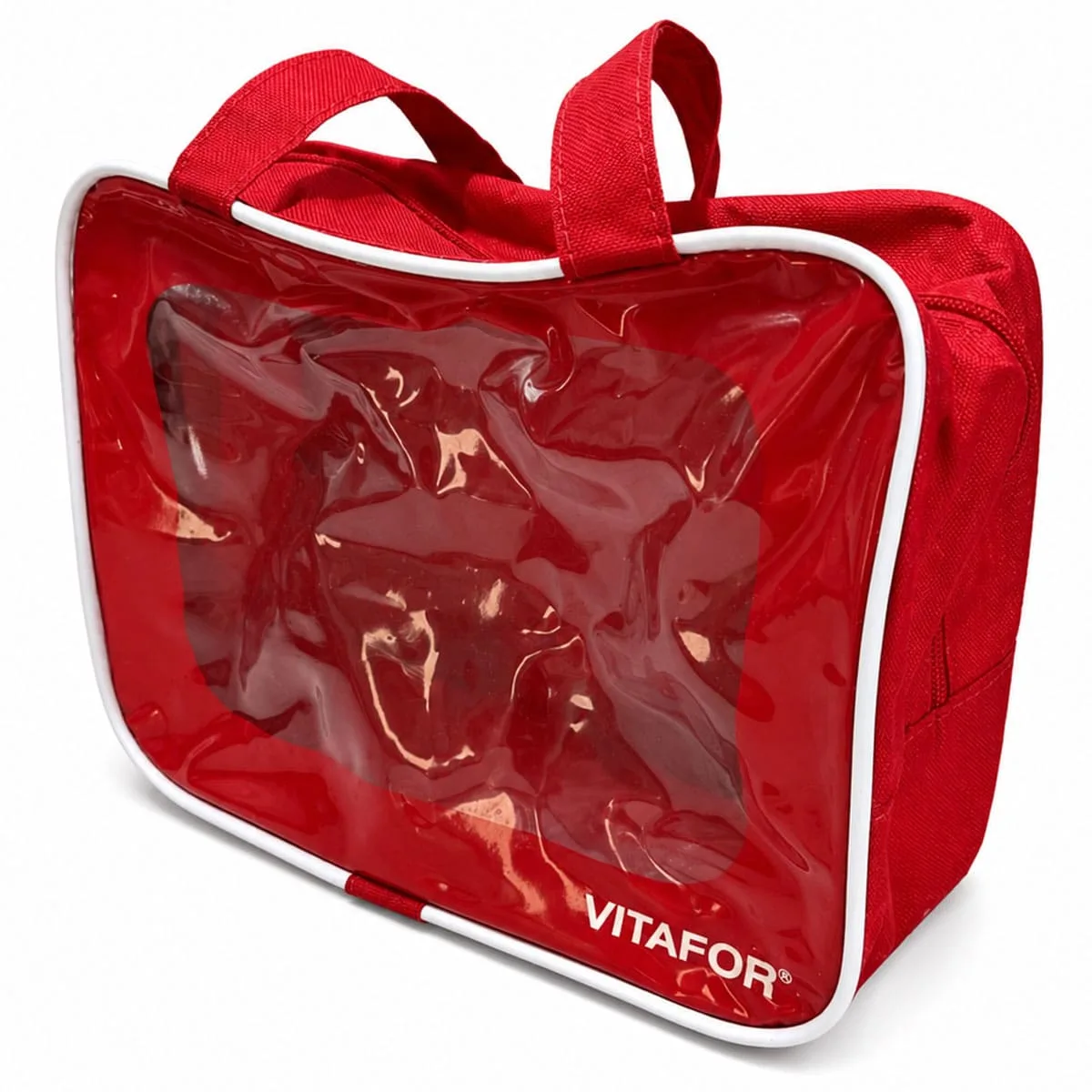 lateral bolsa esportiva vermelha com alça de mão vitafor