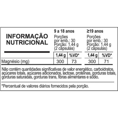 Magnésio Tri Complex (60 caps) Sanavita Tabela Nutricional