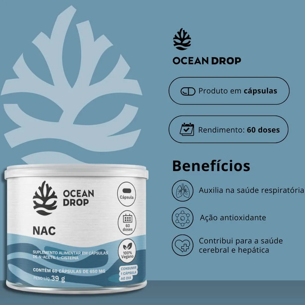 nac n acetil l cisteina 120 caps ocean drop rendimento diferenciais