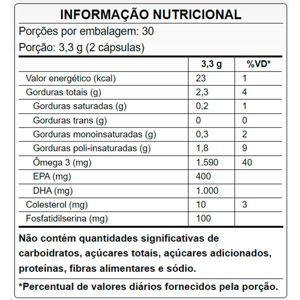 omega 3 fosfatix 60 caps puravida tabela nutricional