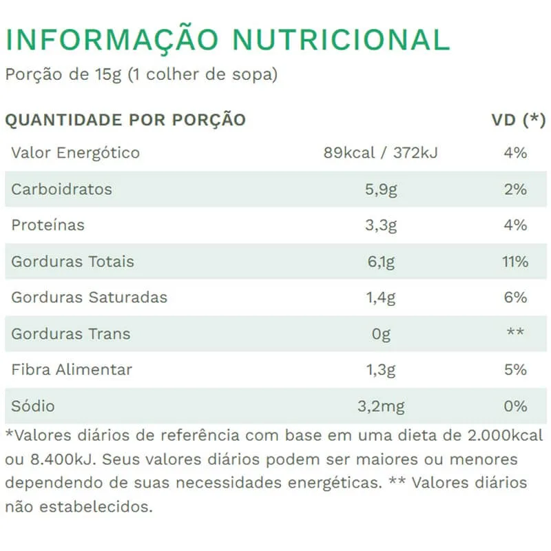 pasta castanha caju 300g eat clean chocolate belga tabela nutricional