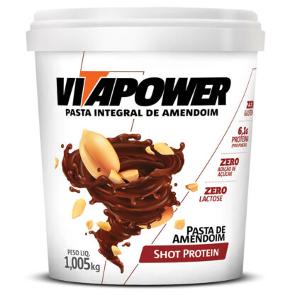 Pasta de Amendoim Integral Shot Protein (1kg) VitaPower
