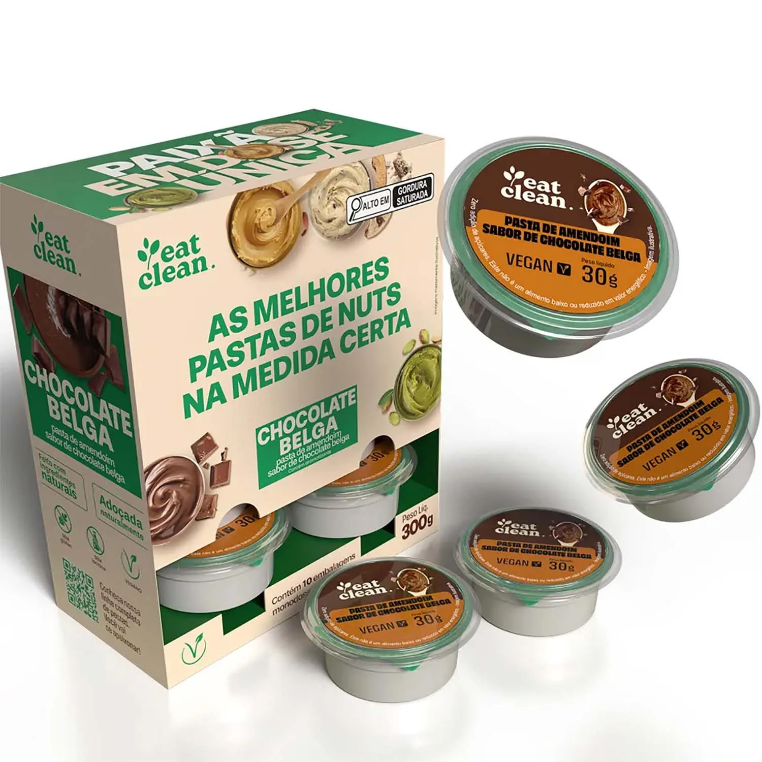 pasta de amendoim sabor chocolate belga 8 unid 30g eat clean