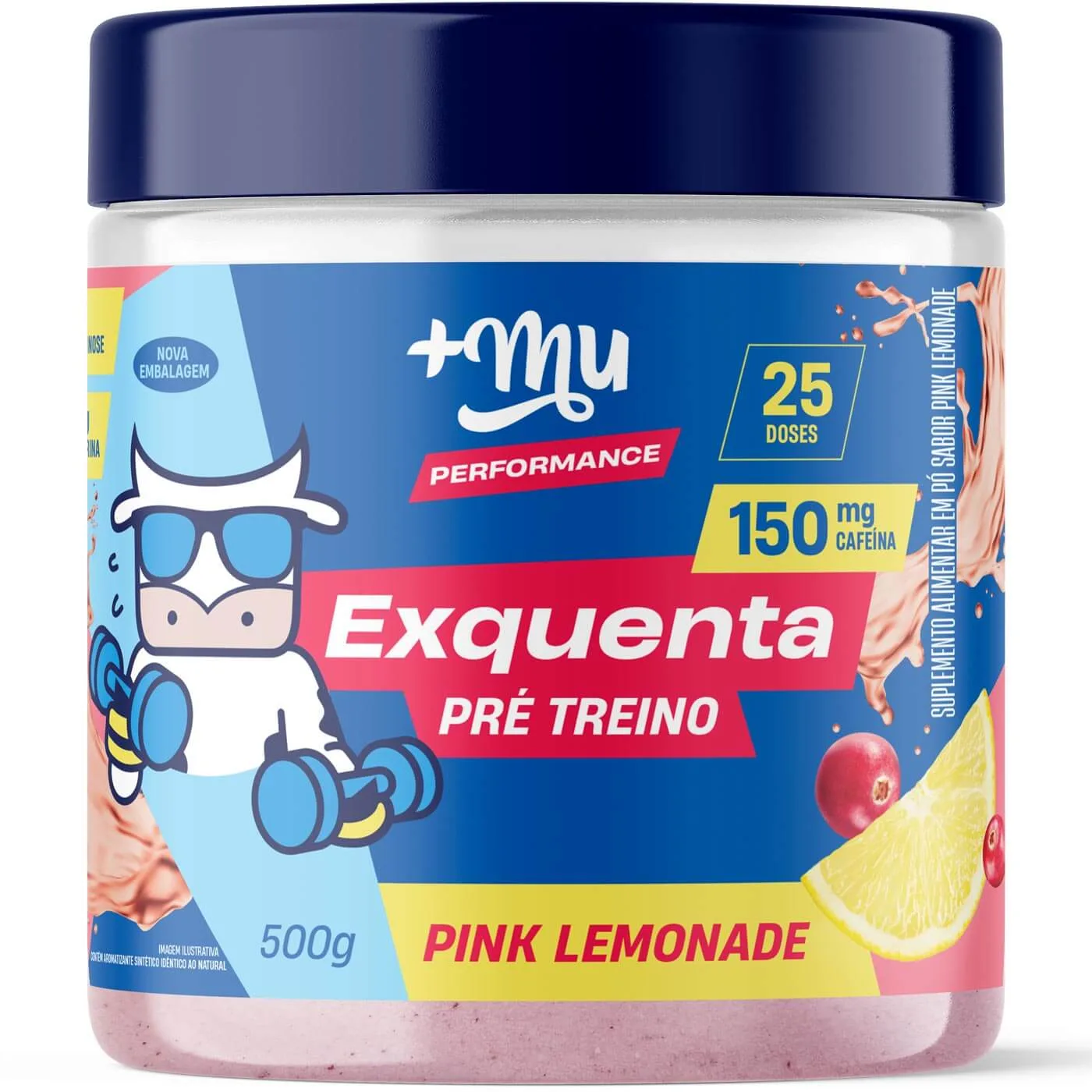 pre treino exquenta 500g mais mu performance pink lemonade