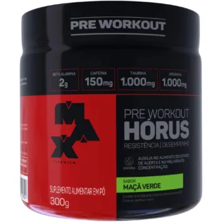 pre workout horus pre treino 300g max titanium maca verde