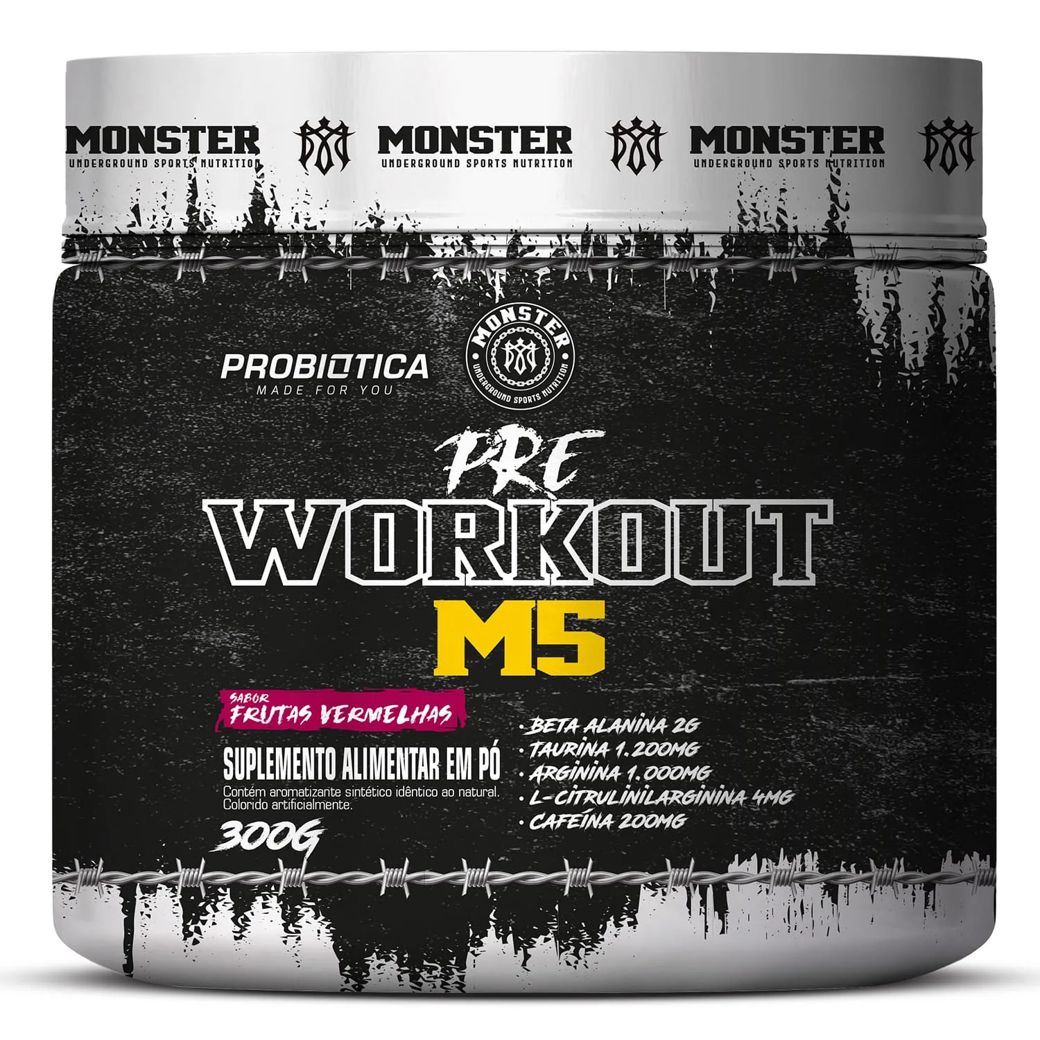 pre workout m5 300g probiotica frutas vermelhas