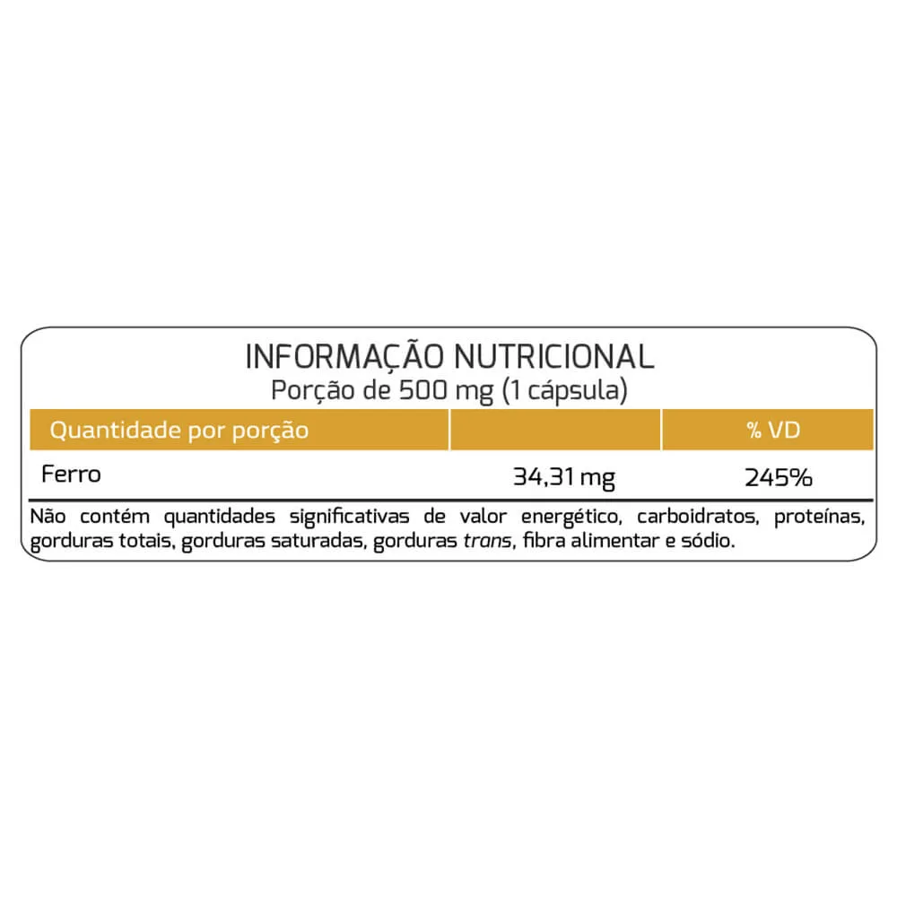 revigoran ferro quelato 60 caps tabela nutrends