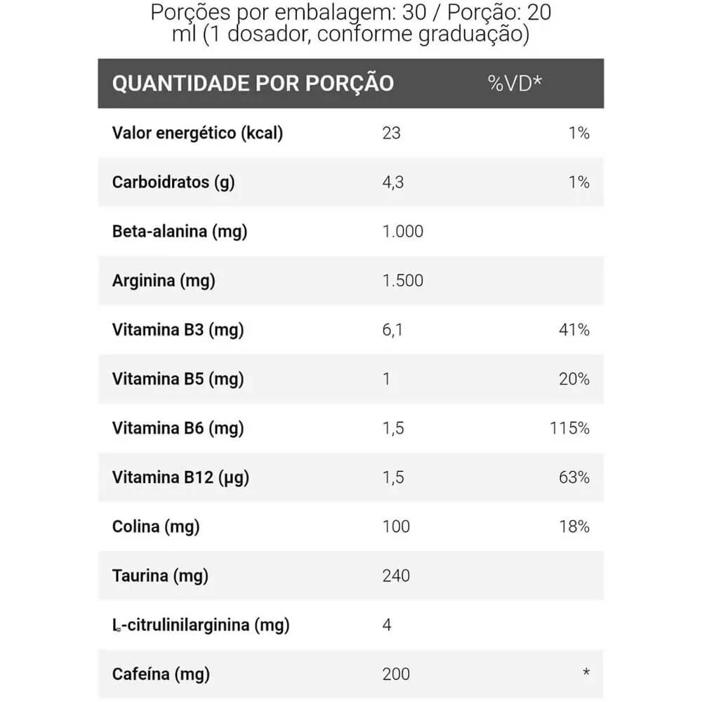 vasculor pre treino darkness 600ml integralmedica black widow tabela nutricional