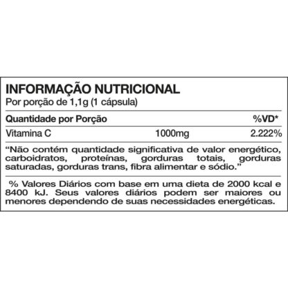 Vitamina C 1000mg (30 caps) Nutrends Tabela Nutricional