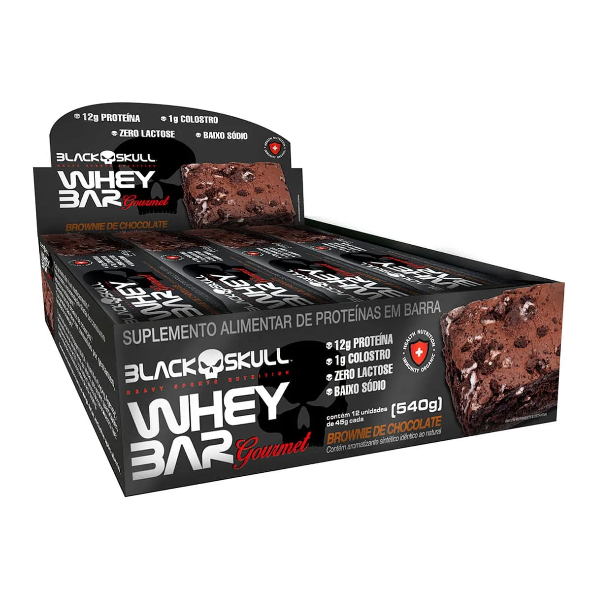 whey bar gourmet display brownie black skull