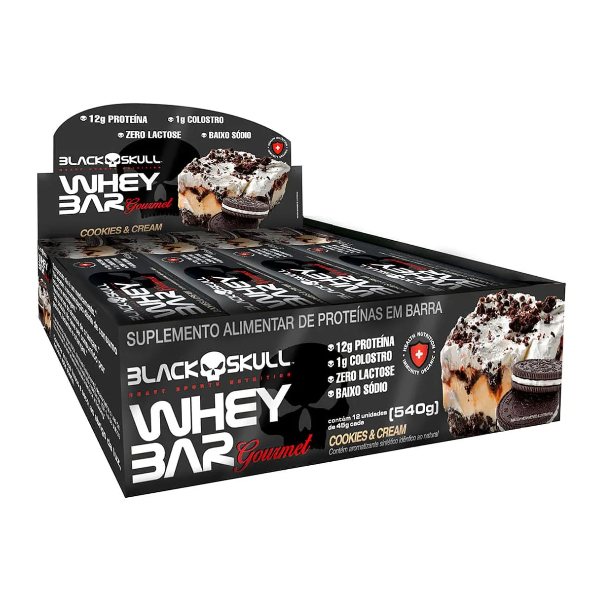 whey bar gourmet display cookies and cream black skull