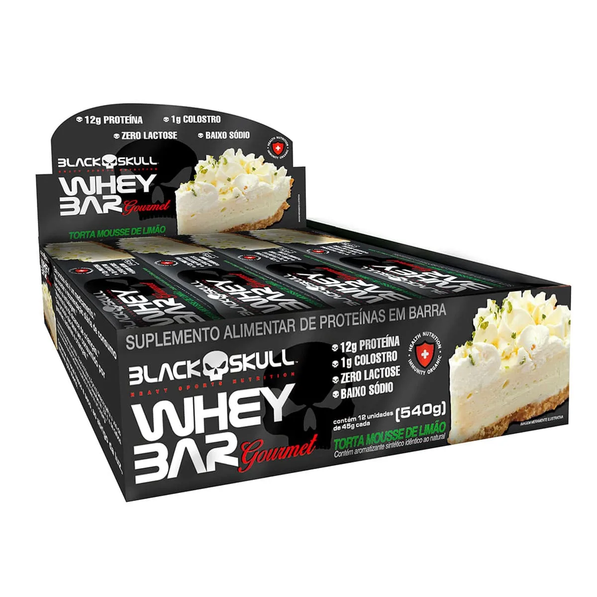 whey bar gourmet display mousse de limao black skull