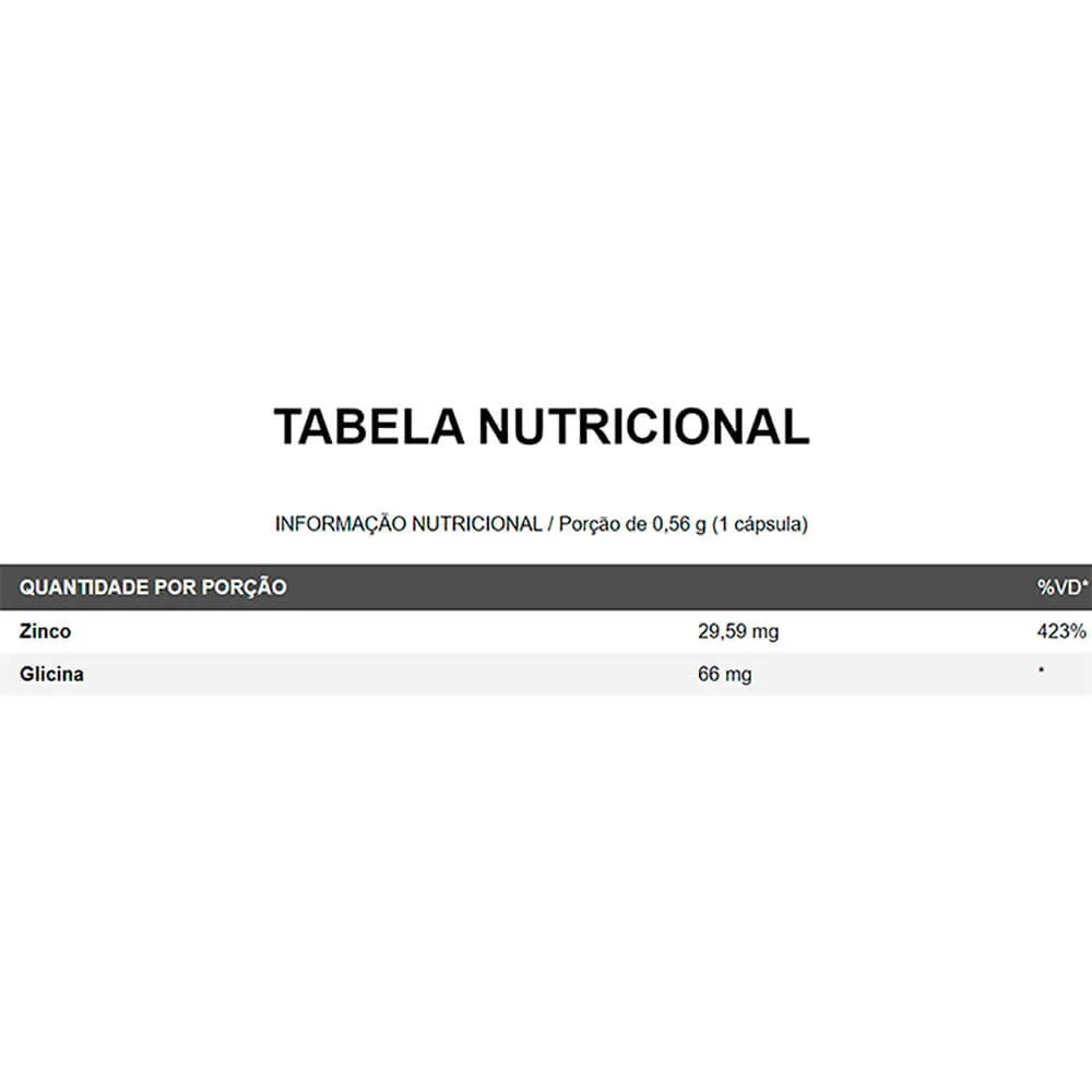 zinco quelato 60 caps nutrify tabela